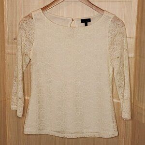 The Limited Womens Cream Lace Wide Neck Top XS